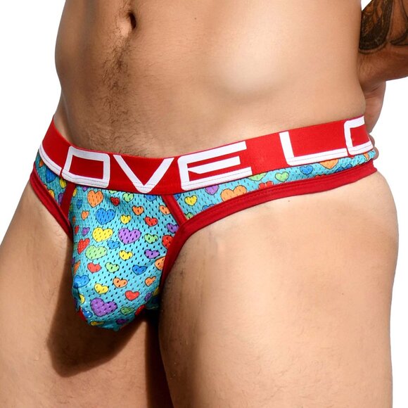 NWT Andrew Christian LOVE Heart Pride Thong 90978 SZ Small - Picture 2 of 3